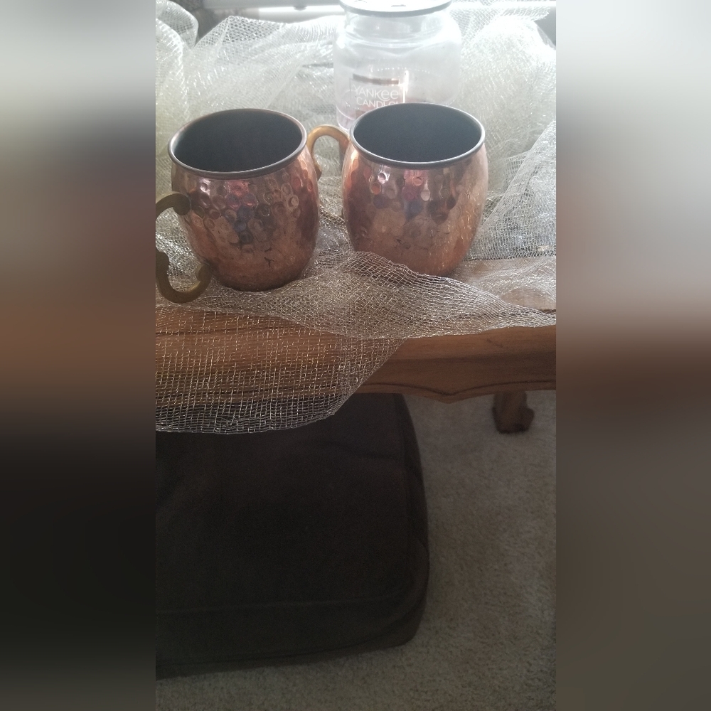 Pair of copper Moscow mule cups
